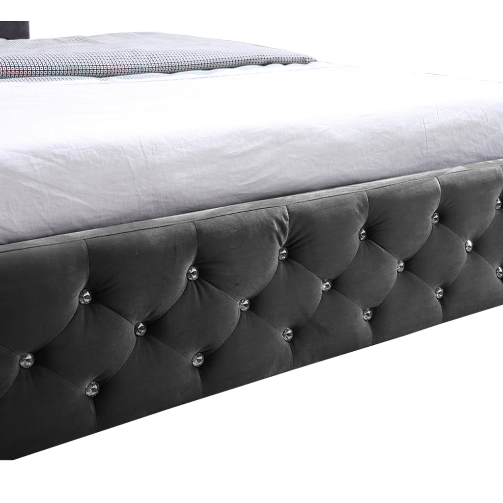 Levede Deluxe Wooden Bed Frame Base Mattress Platform Premium Fabric Queen Size