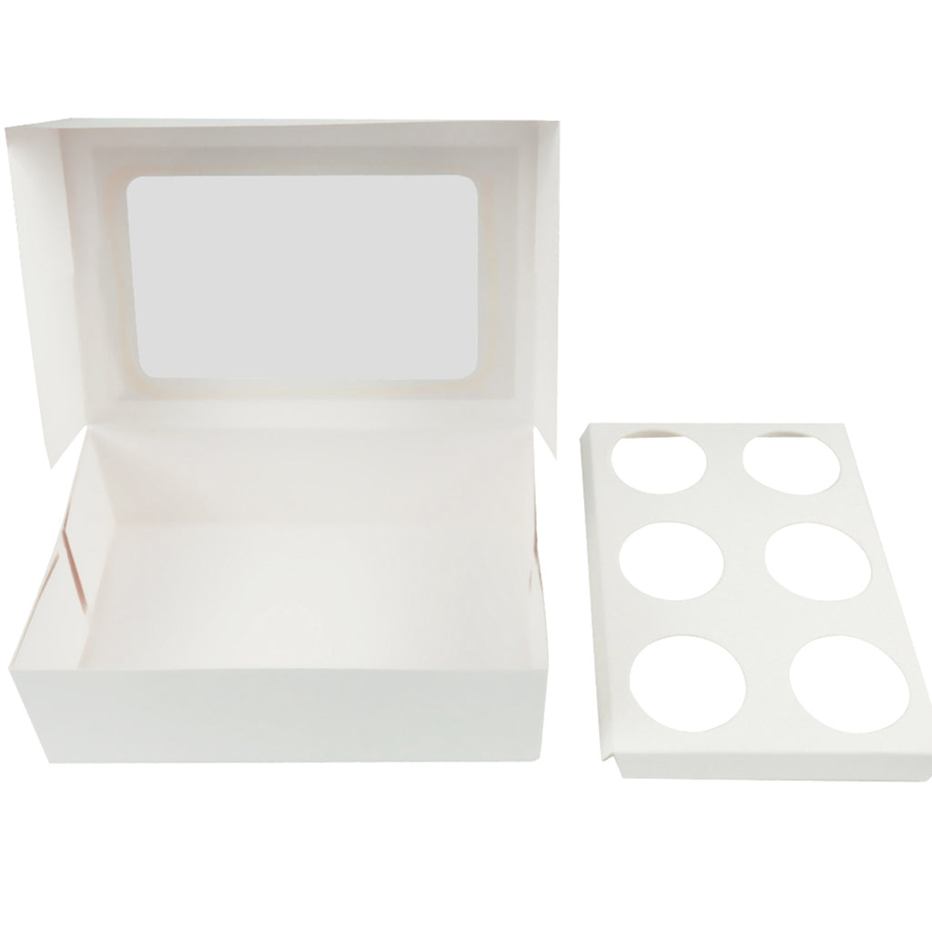 10 Pcs 6 Holes Cupcake Boxess Cupe Cake Box Window Face Cover and Inserts