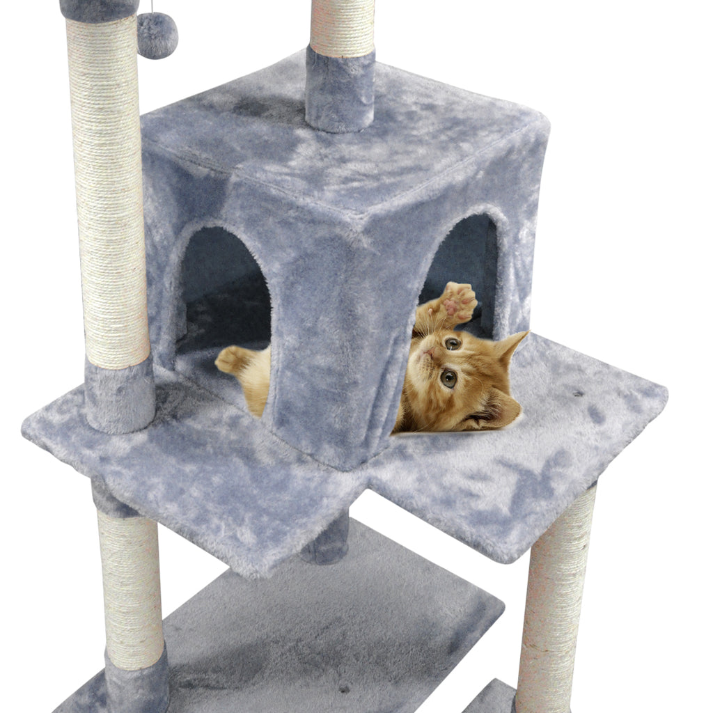 PaWz 1.7M Cat Scratching Post Tree Gym House Condo Furniture Scratcher Wood Grey