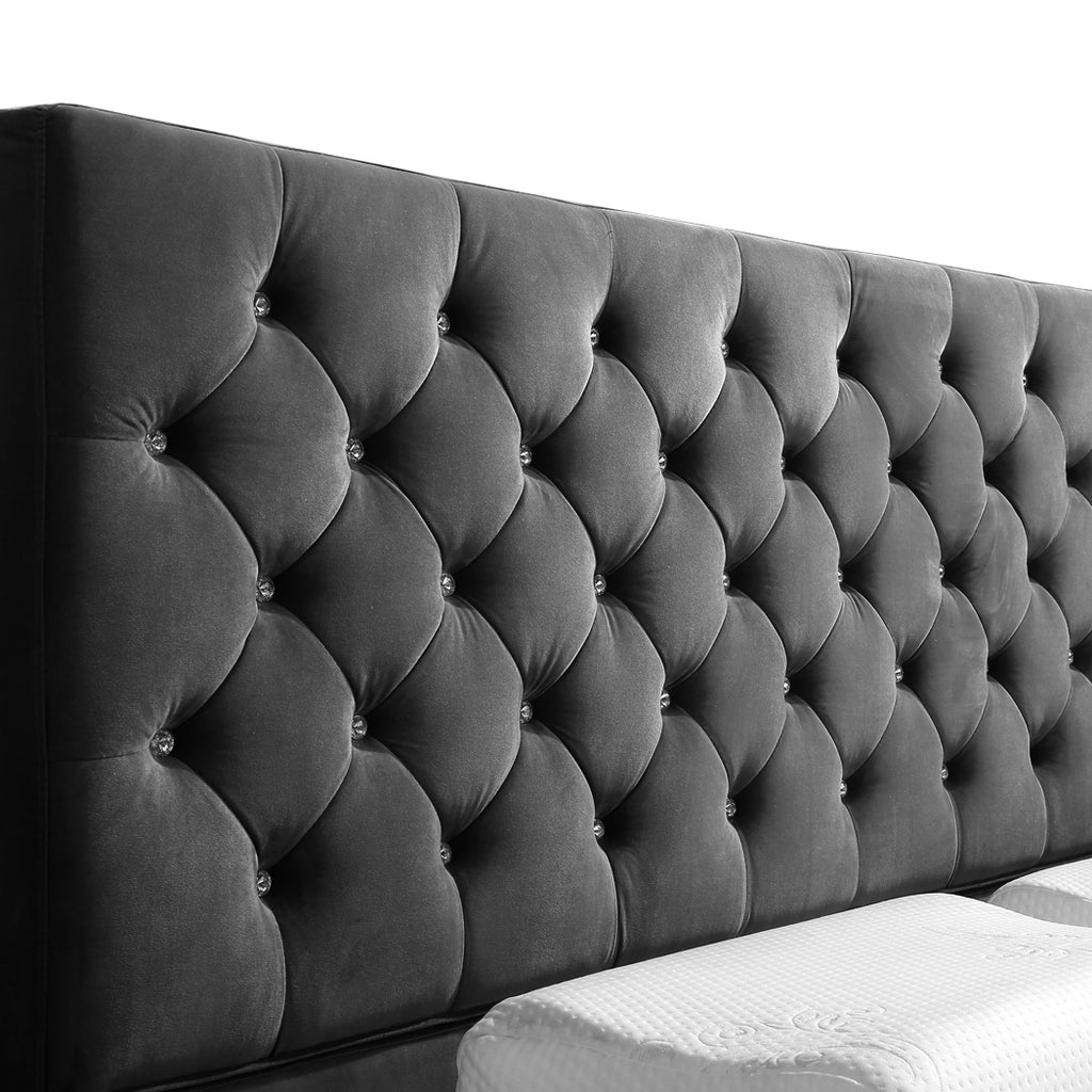 Levede Deluxe Wooden Bed Frame Base Mattress Platform Premium Fabric Queen Size