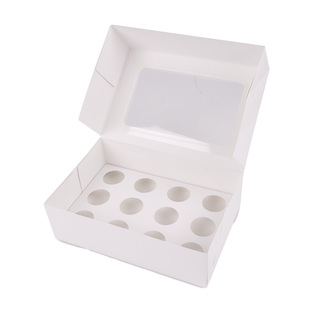 10 Pcs 12 Mini Holes Cupcake Boxes Cupe Cake Box Window Face Cover and Inserts