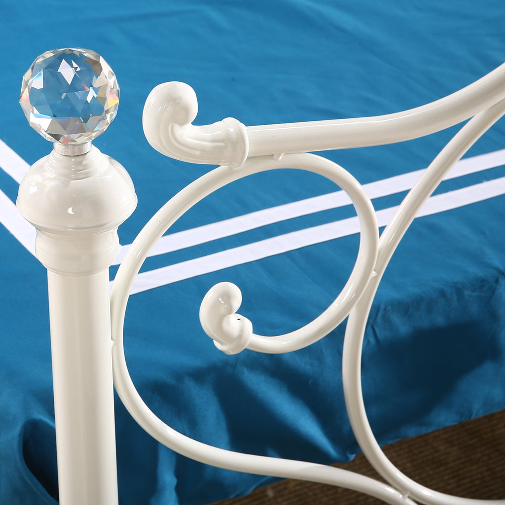 Levede Metal Bed Frame Ironline Bedroom Mattress Base King Single Size White