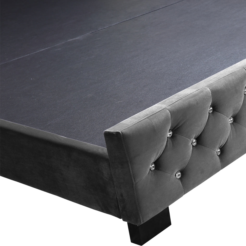 Levede Deluxe Wooden Bed Frame Base Mattress Platform Premium Fabric Queen Size