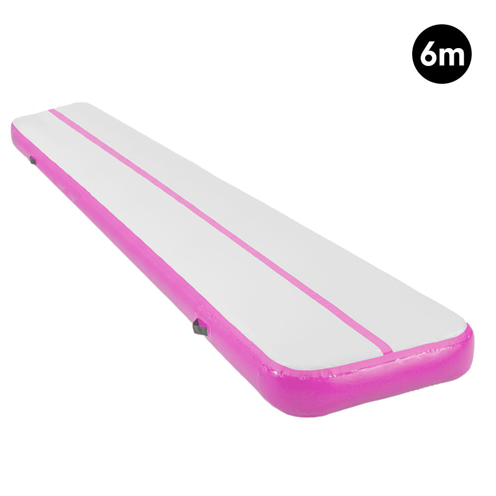 6m Airtrack Tumbling Mat Gymnastics Exercise 20cm Air Track - Pink