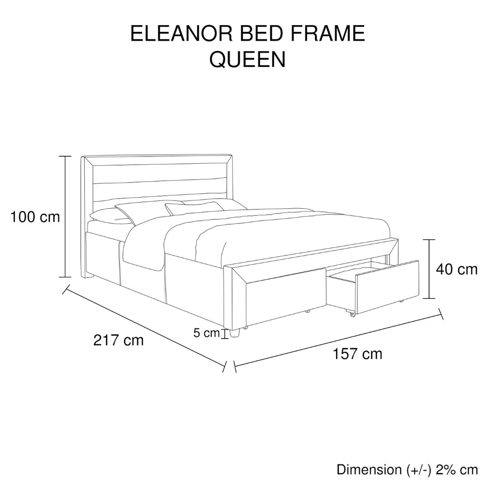 Eleanor Bedframe Queen size Light Blue