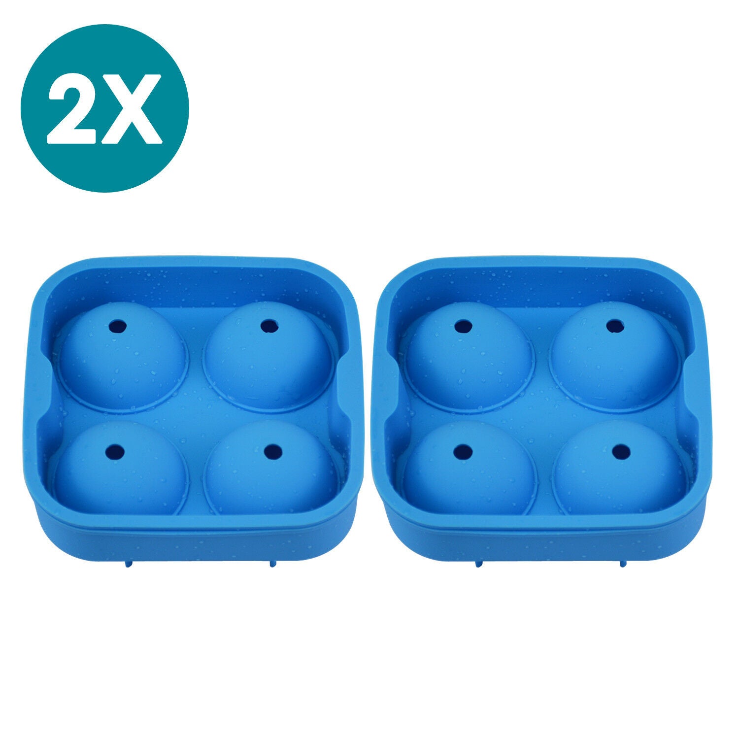 2x 3D Ice Cube Ball Whiskey Maker Silicone Mold Sphere Mould Round Tray Bar Blue