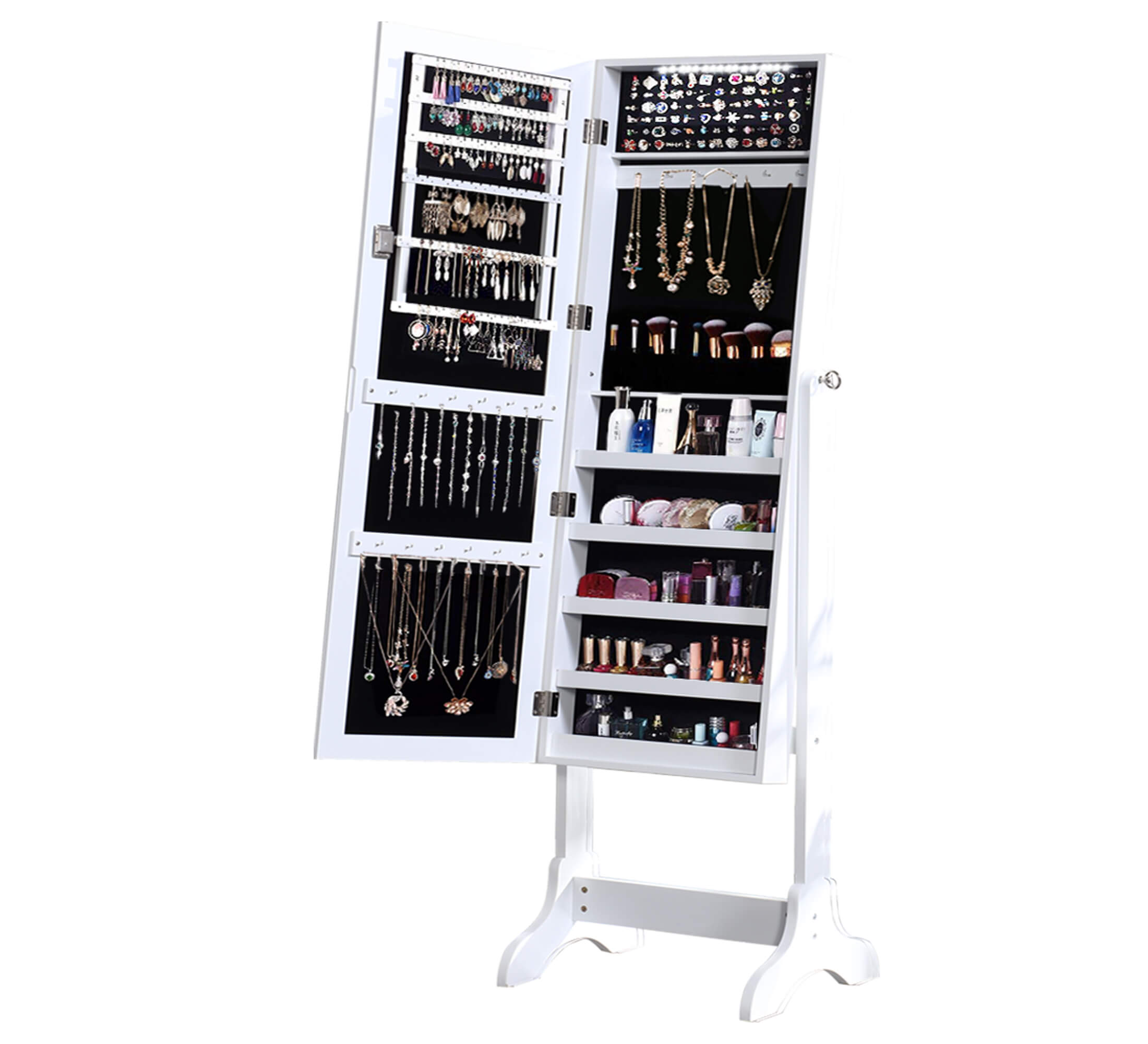 Levede Dual Use Mirrored Jewellery Dressing Cabinet in White Colour