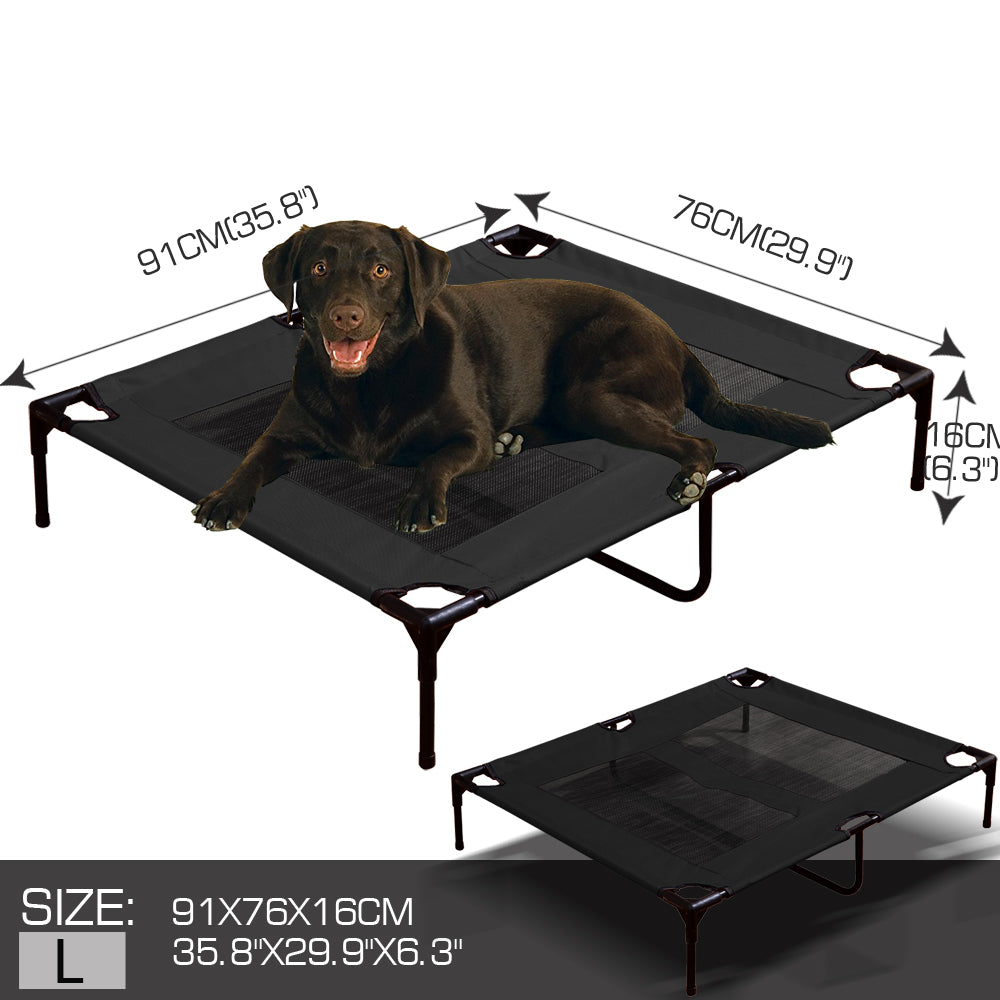 PaWz Heavy Duty Pet Bed Trampoline Dog Puppy Cat Hammock Mesh  Canvas L Black