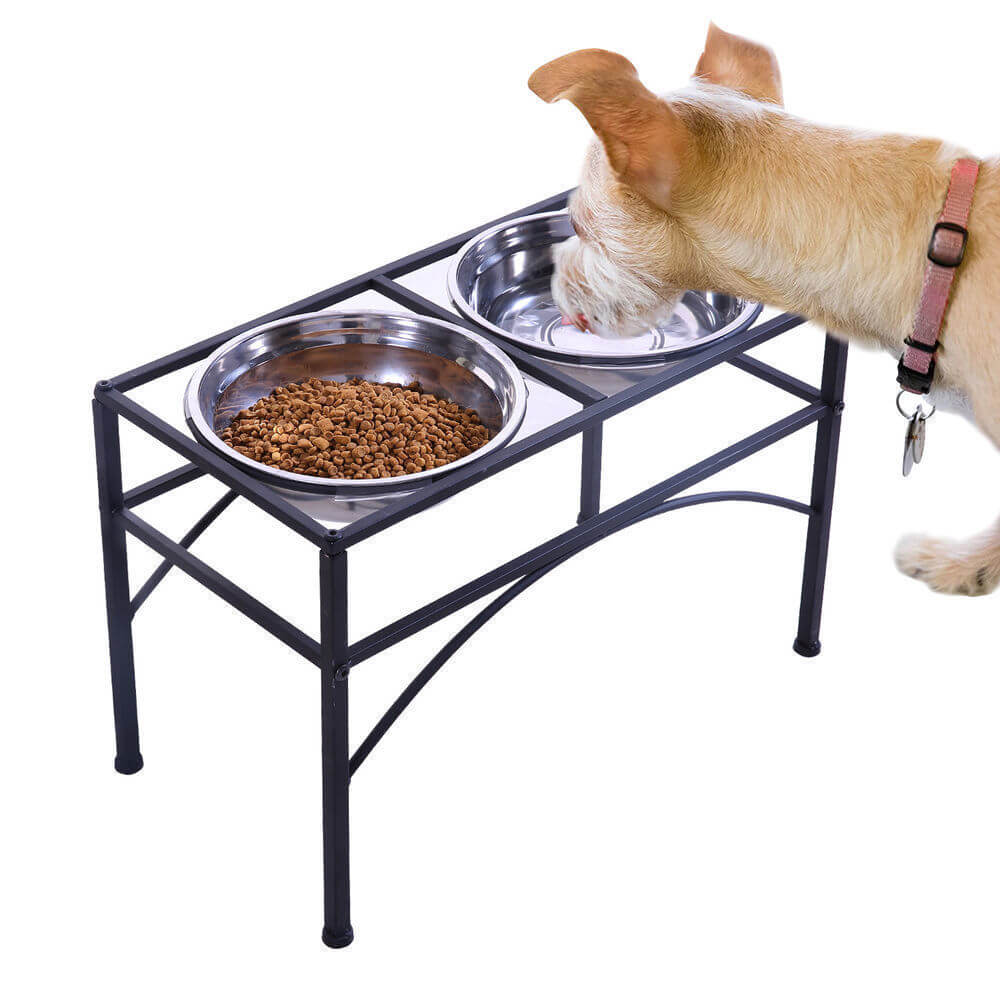 PaWz Dual Elevated Raised Pet Dog Feeder Bowl Stainless Steel Food Water Stand