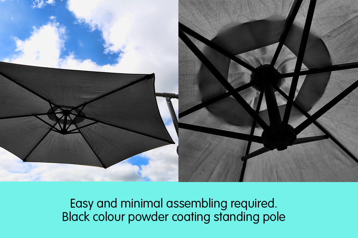Sorrento Outdoor Living Cantilever Umbrella 2.7M - Charcoal