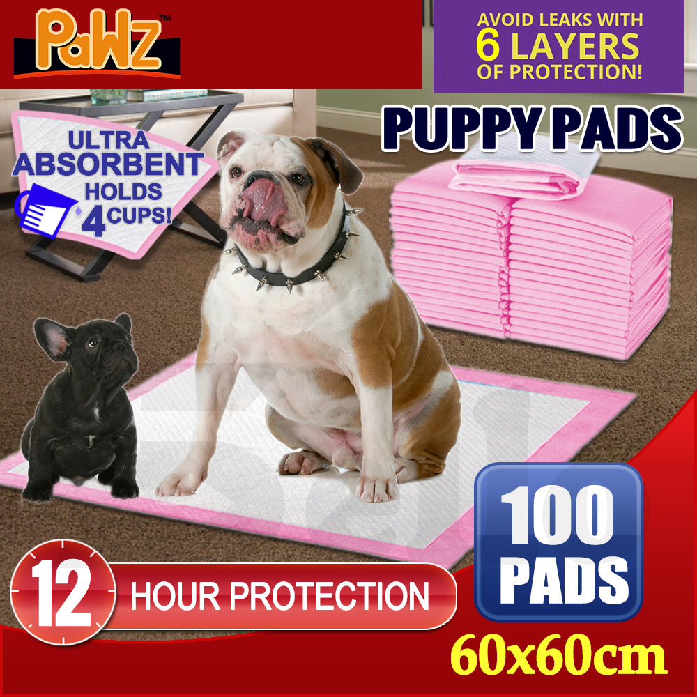 PaWz 100pcs 60x60cm Puppy Pet Dog Indoor Cat Toilet Training Pads Absorbent Pink