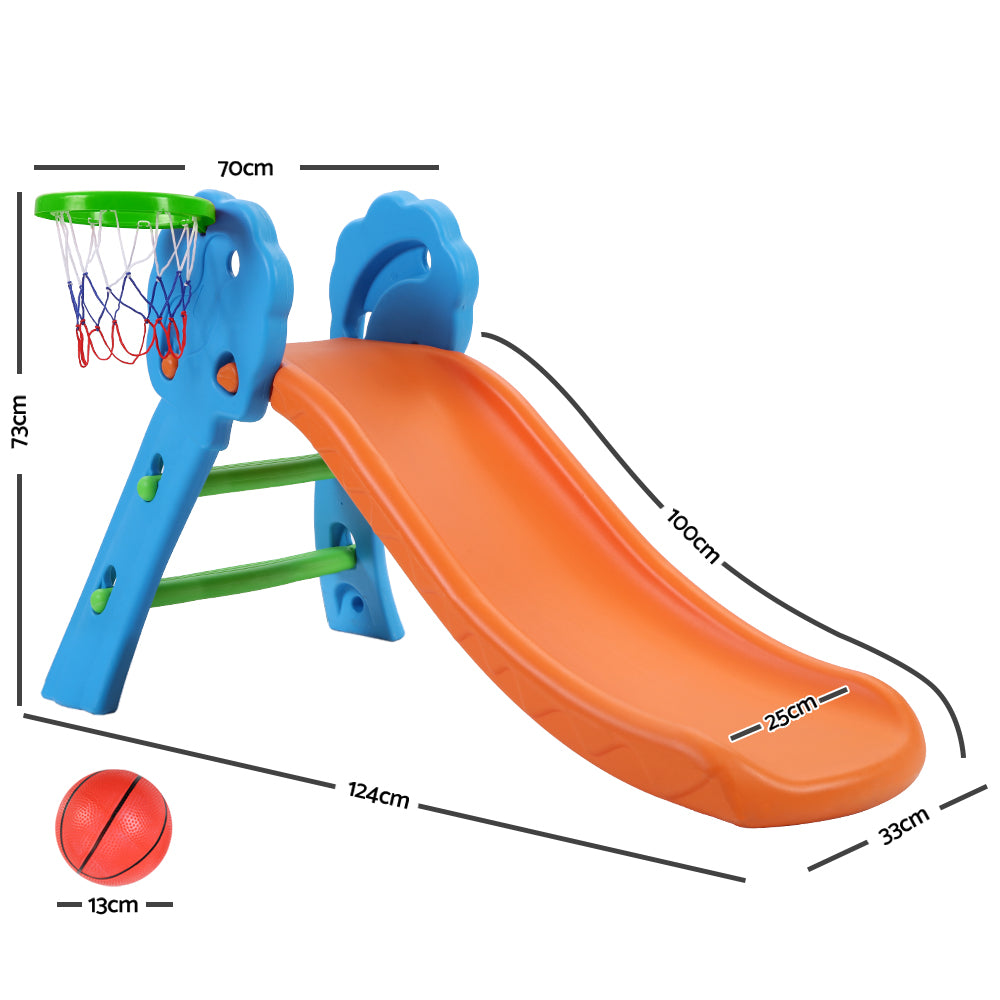 Keezi Kids Slide with Basketball Hoop Outdoor Indoor Playground Toddler Play