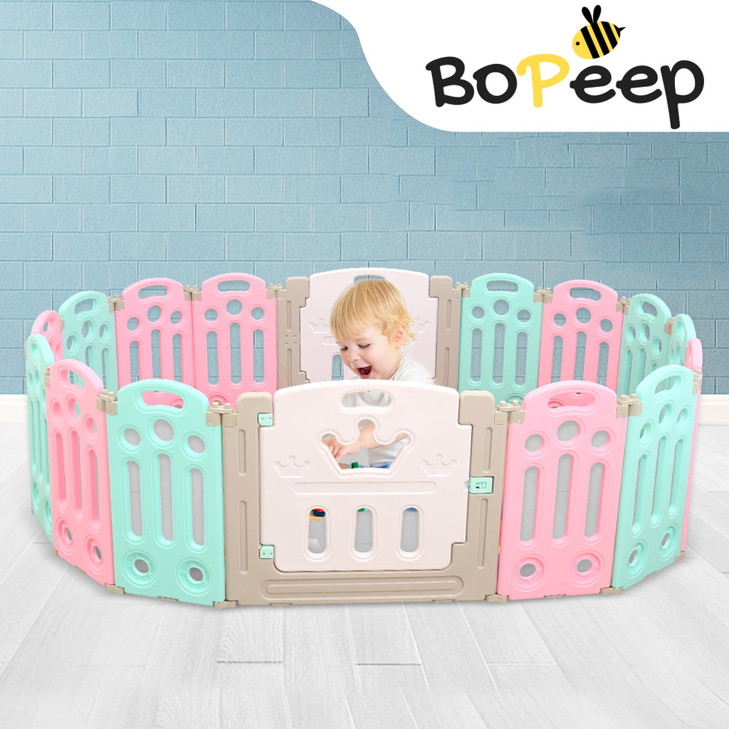BoPeep Kids Playpen Baby Safety Gates Kid Play Pen Toddler Fence Room 16 Panels