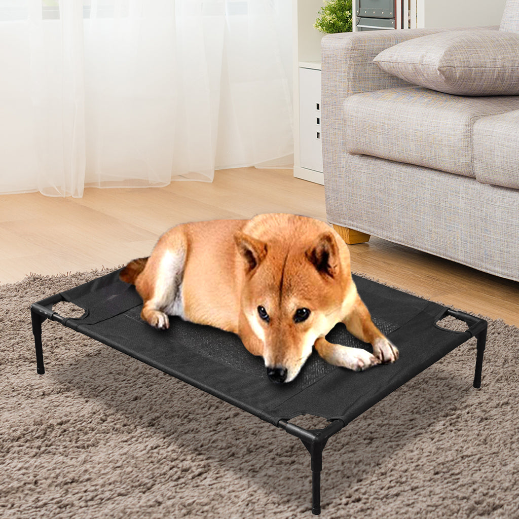 PaWz Heavy Duty Pet Bed Trampoline Dog Puppy Cat Hammock Mesh  Canvas M Black