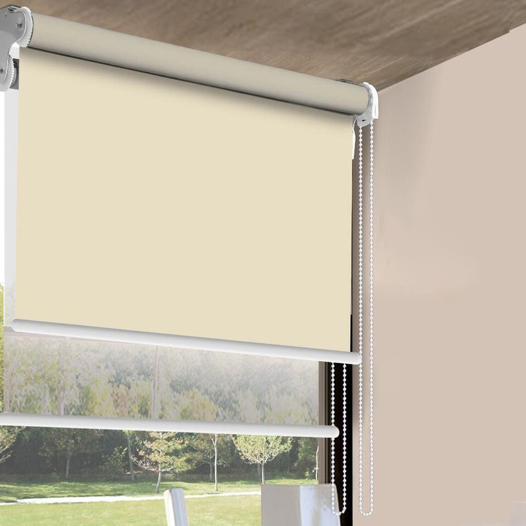 Modern Day/Night Double Roller Blinds Commercial Quality 150x210cm Cream White