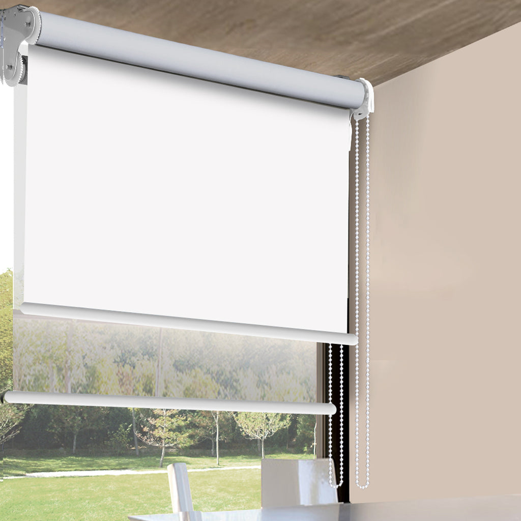 Modern Day/Night Double Roller Blinds Commercial Quality 210x210cm White White