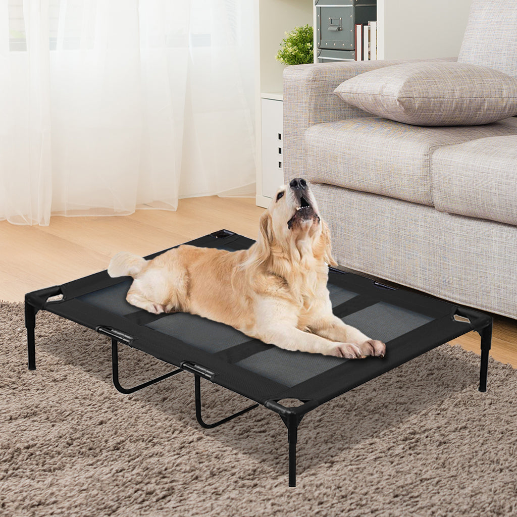 PaWz Heavy Duty Pet Bed Trampoline Dog Puppy Cat Hammock Mesh  Canvas XL Black
