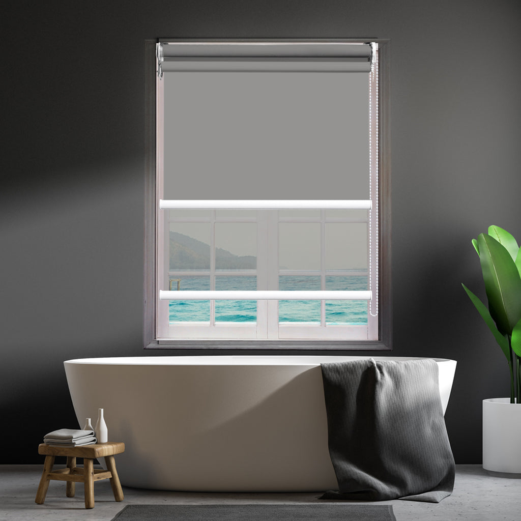 Modern Day/Night Double Roller Blinds Commercial Quality 120x210cm Grey Grey