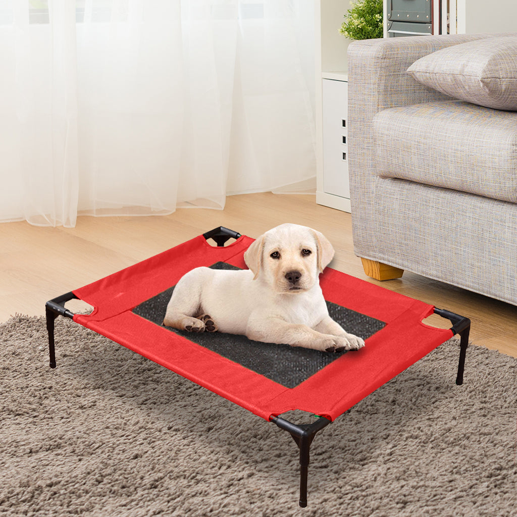 PaWz Heavy Duty Pet Bed Trampoline Dog Puppy Cat Hammock Mesh  Canvas S Red