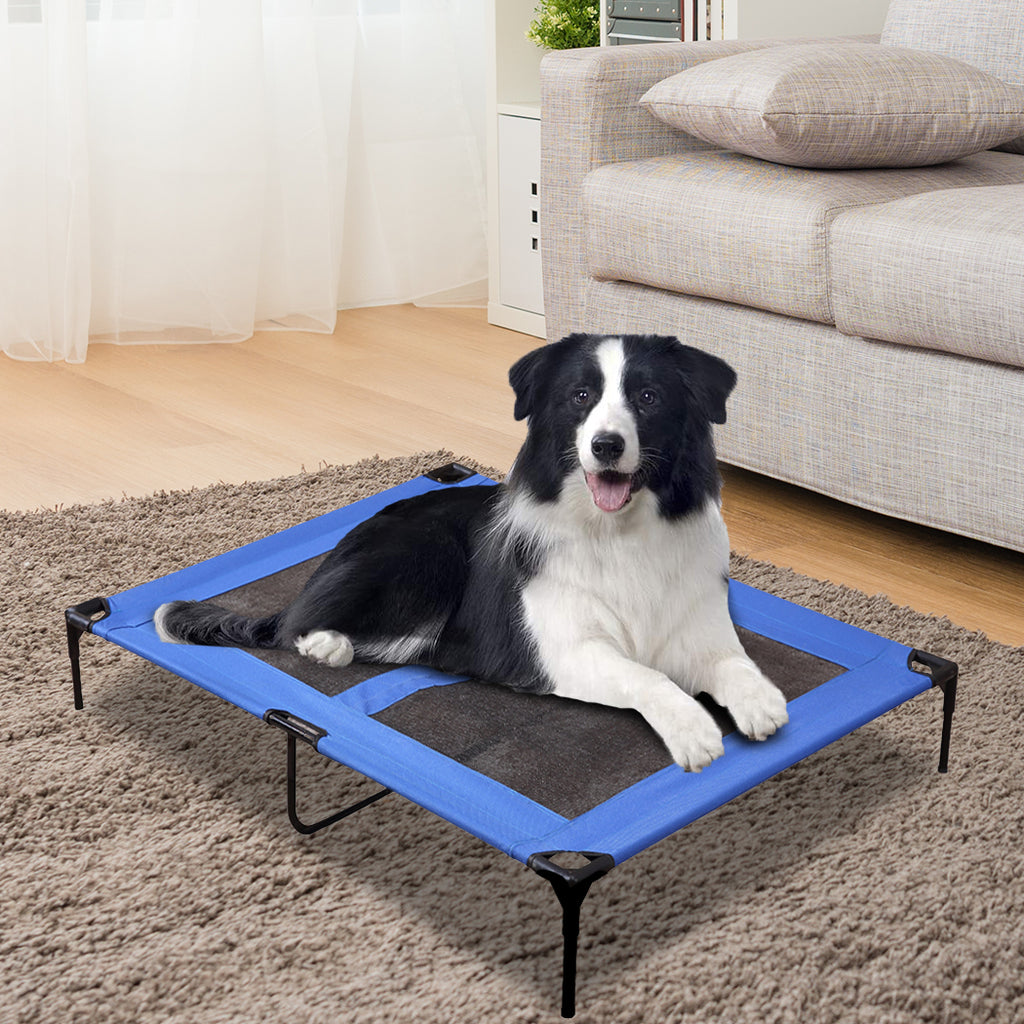 PaWz Heavy Duty Pet Bed Trampoline Dog Puppy Cat Hammock Mesh  Canvas L Blue