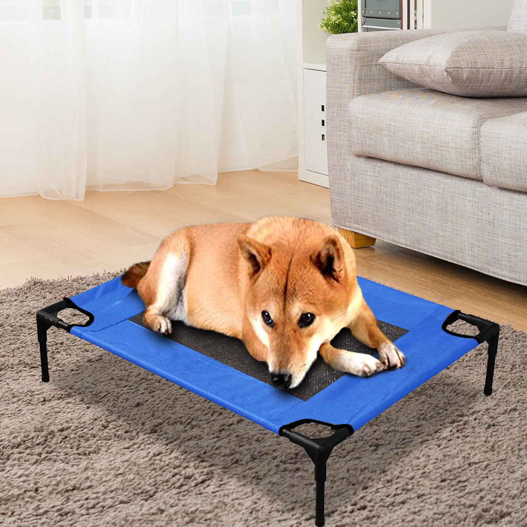 PaWz Heavy Duty Pet Bed Trampoline Dog Puppy Cat Hammock Mesh  Canvas M Blue