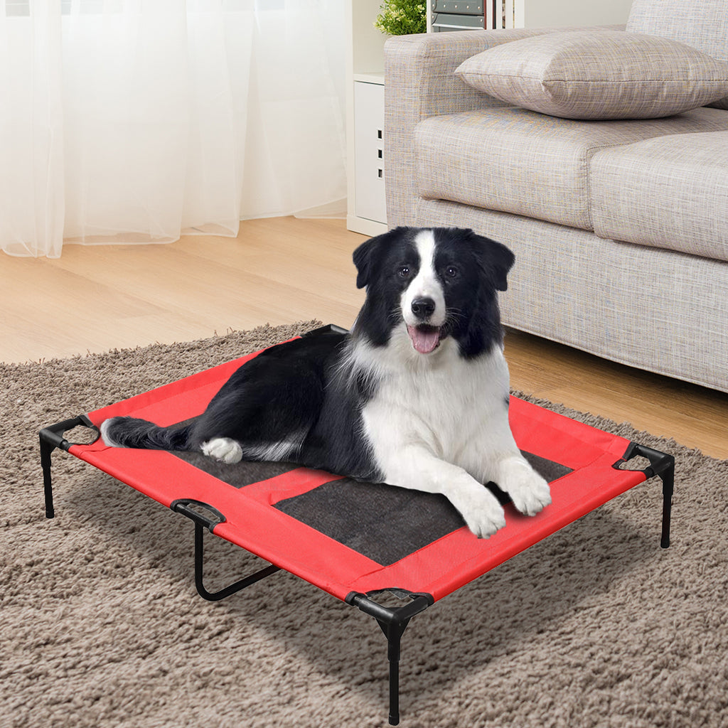 PaWz Heavy Duty Pet Bed Trampoline Dog Puppy Cat Hammock Mesh  Canvas L Red
