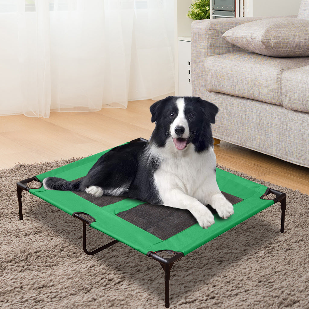 PaWz Heavy Duty Pet Bed Trampoline Dog Puppy Cat Hammock Mesh  Canvas L Green