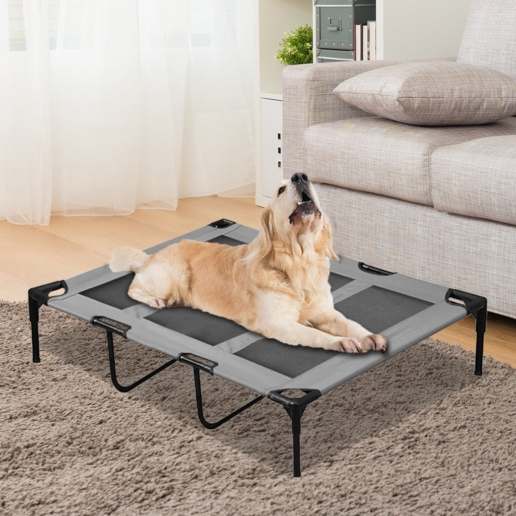 PaWz Heavy Duty Pet Bed Trampoline Dog Puppy Cat Hammock Mesh  Canvas XL Grey