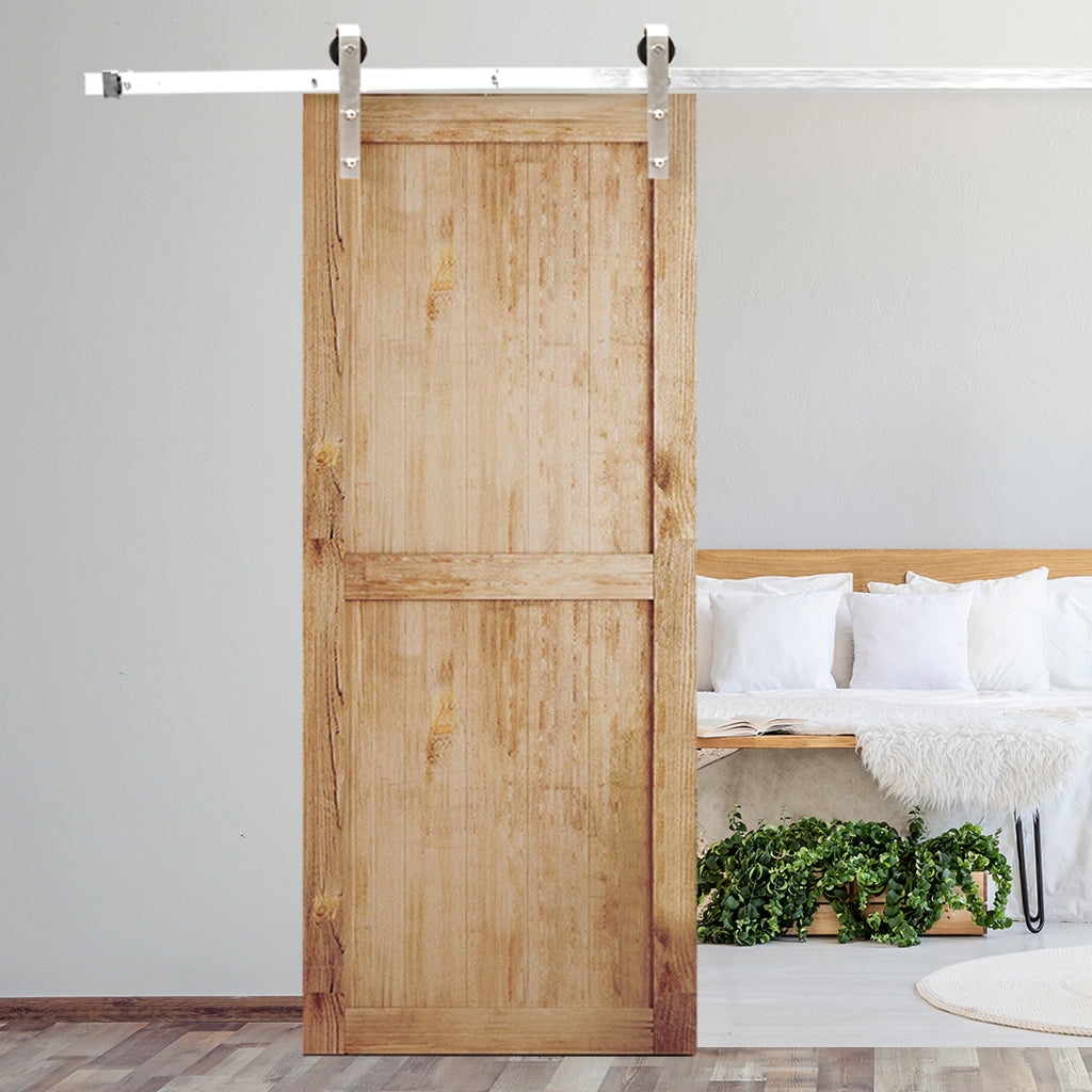 2M Antique Classic Style Single Sliding Barn Door Hardware Track Roller Kit