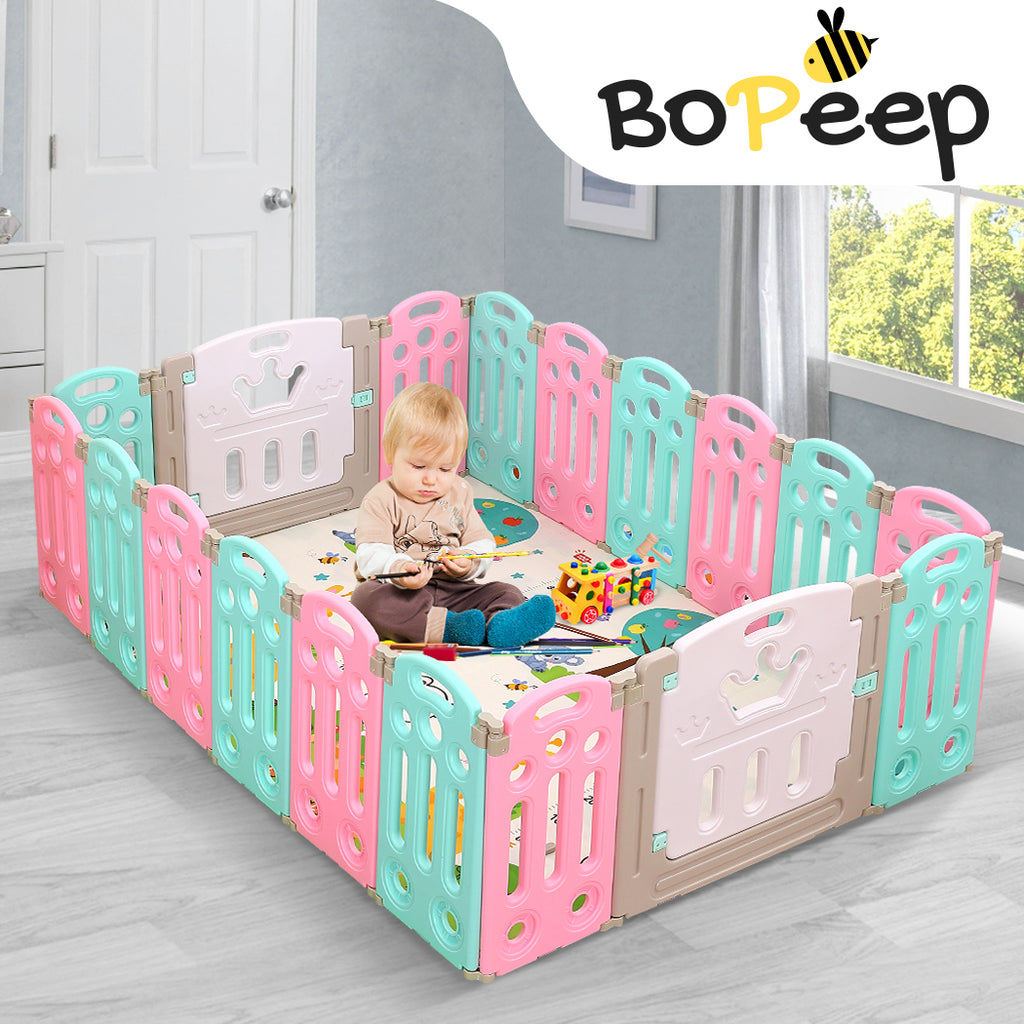 BoPeep Kids Playpen Baby Safety Gates Kid Play Pen Toddler Fence Room 18 Panels
