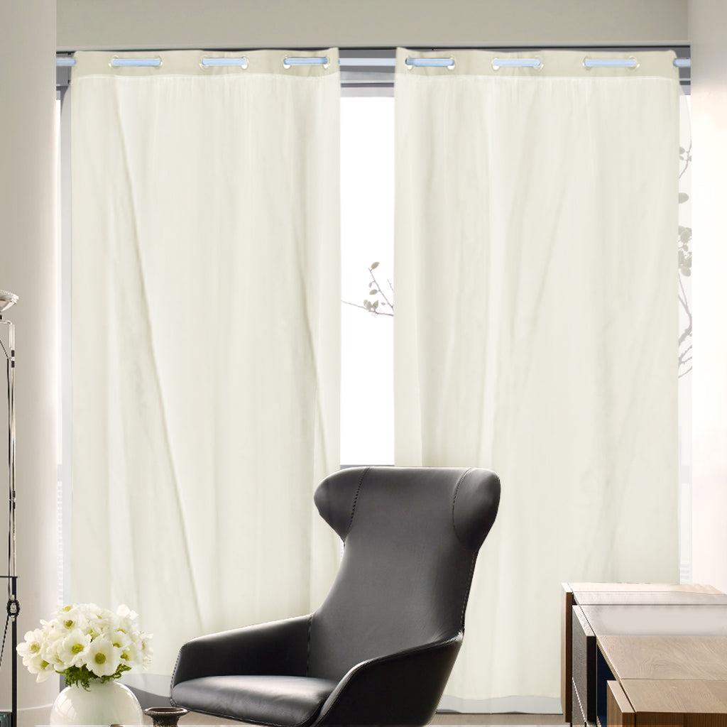 2x Blockout Curtains Panels 3 Layers with Gauze Room Darkening 140x213cm Sand
