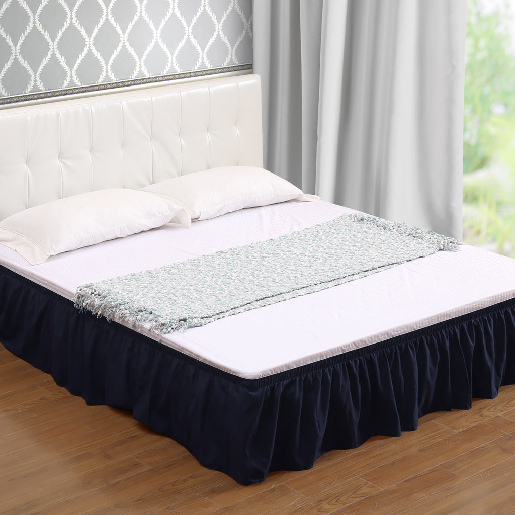 DreamZ Ultra Soft Microfiber Elastic Bed Skirt in Double Size in Navy Colour