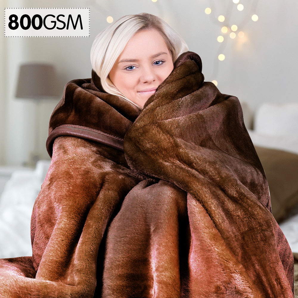 800GSM Heavy Double-Sided Faux Mink Blanket - Chocolate