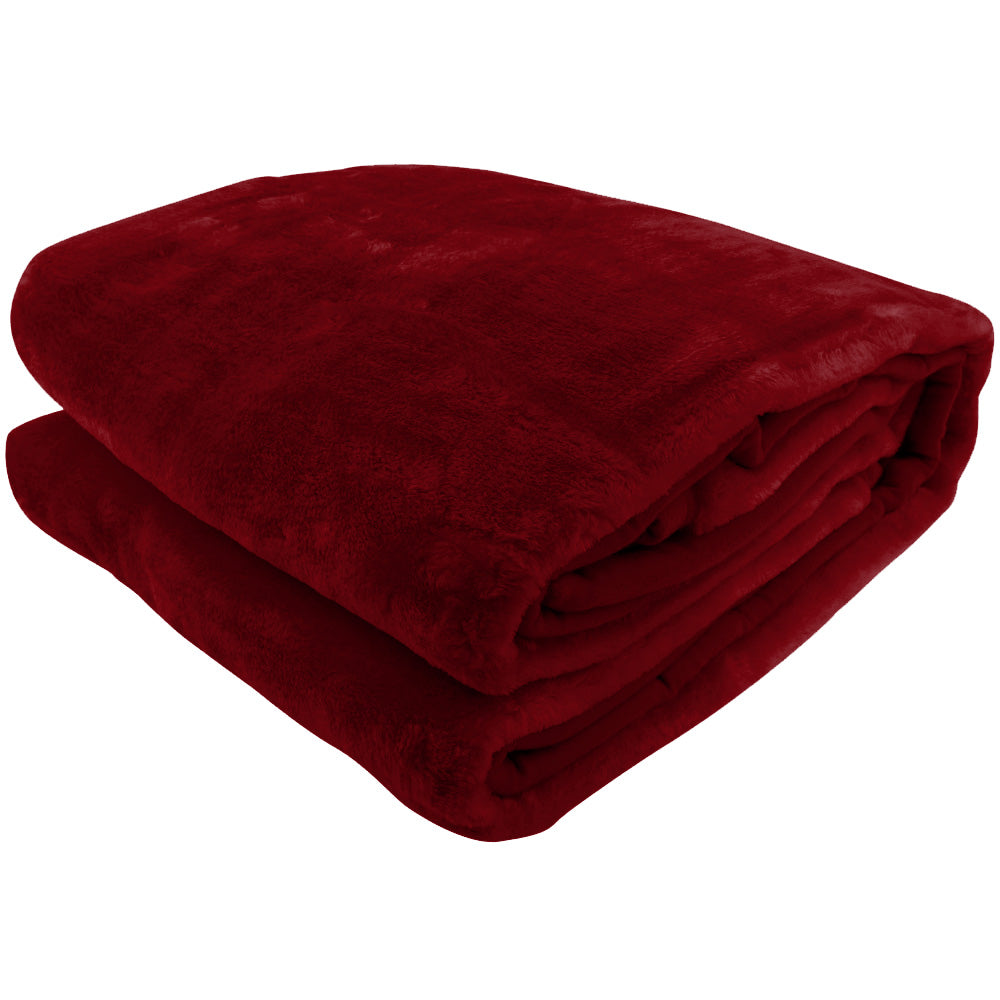 600GSM Large Double-Sided Faux Mink Blanket - Wine Red