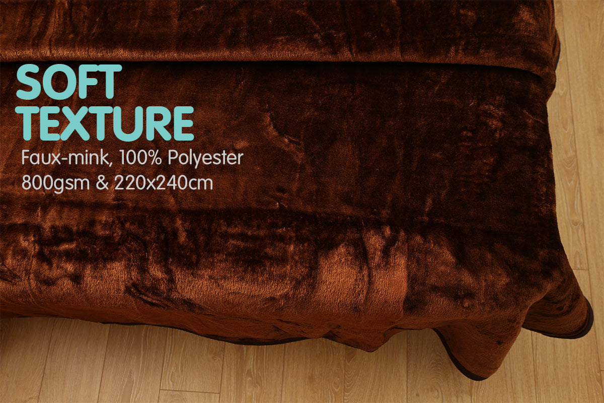 800GSM Heavy Double-Sided Faux Mink Blanket - Chocolate