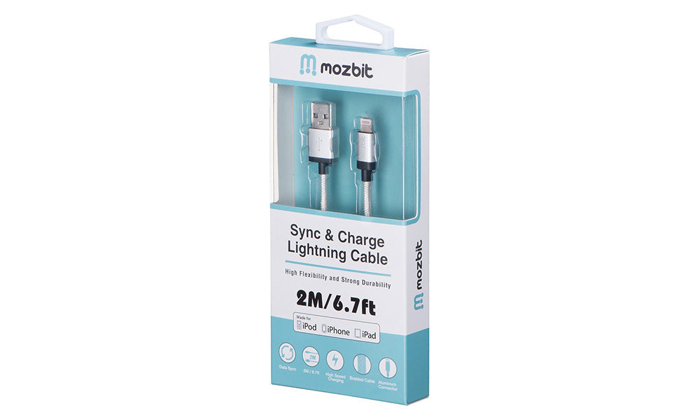 Mozbit 2M Aluminium Nylon Lightning Sync & Charge Cable