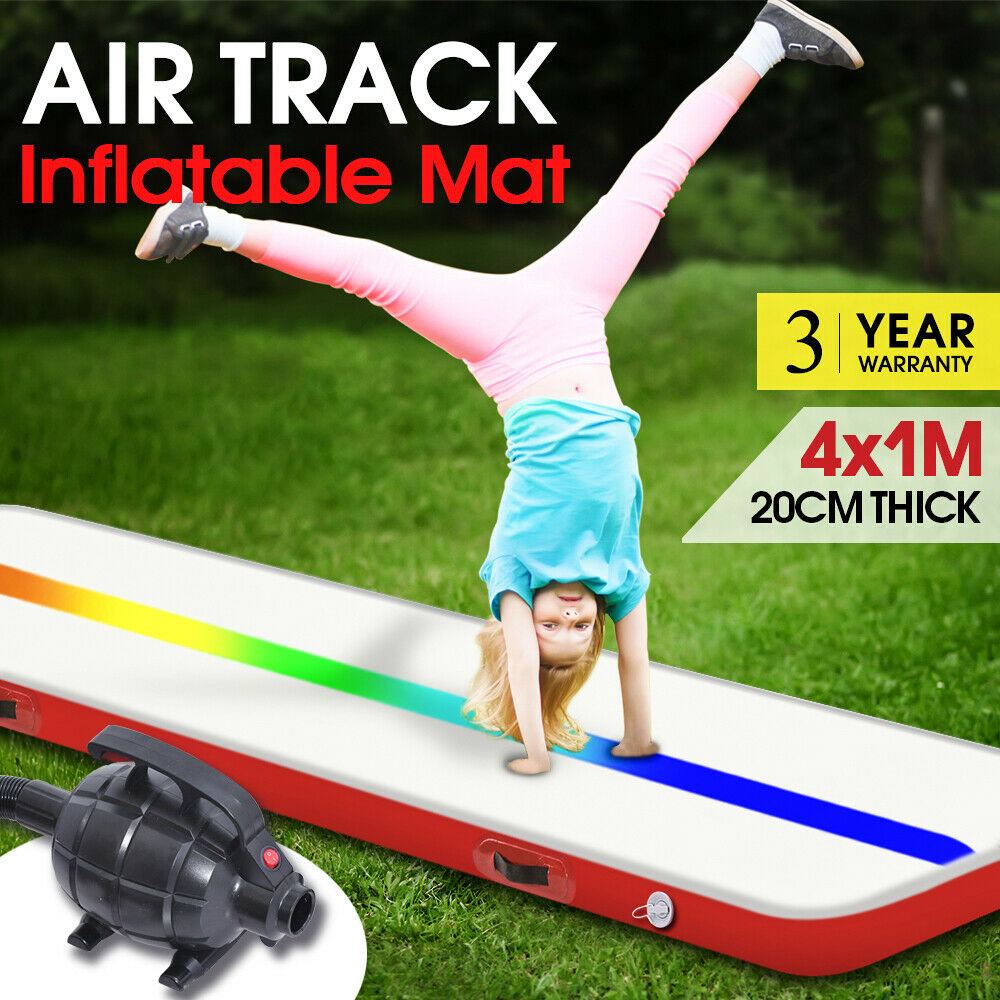 New 4x1M Inflatable Air Track Mat Tumbling Pump Floor Home Gymnastics Gym