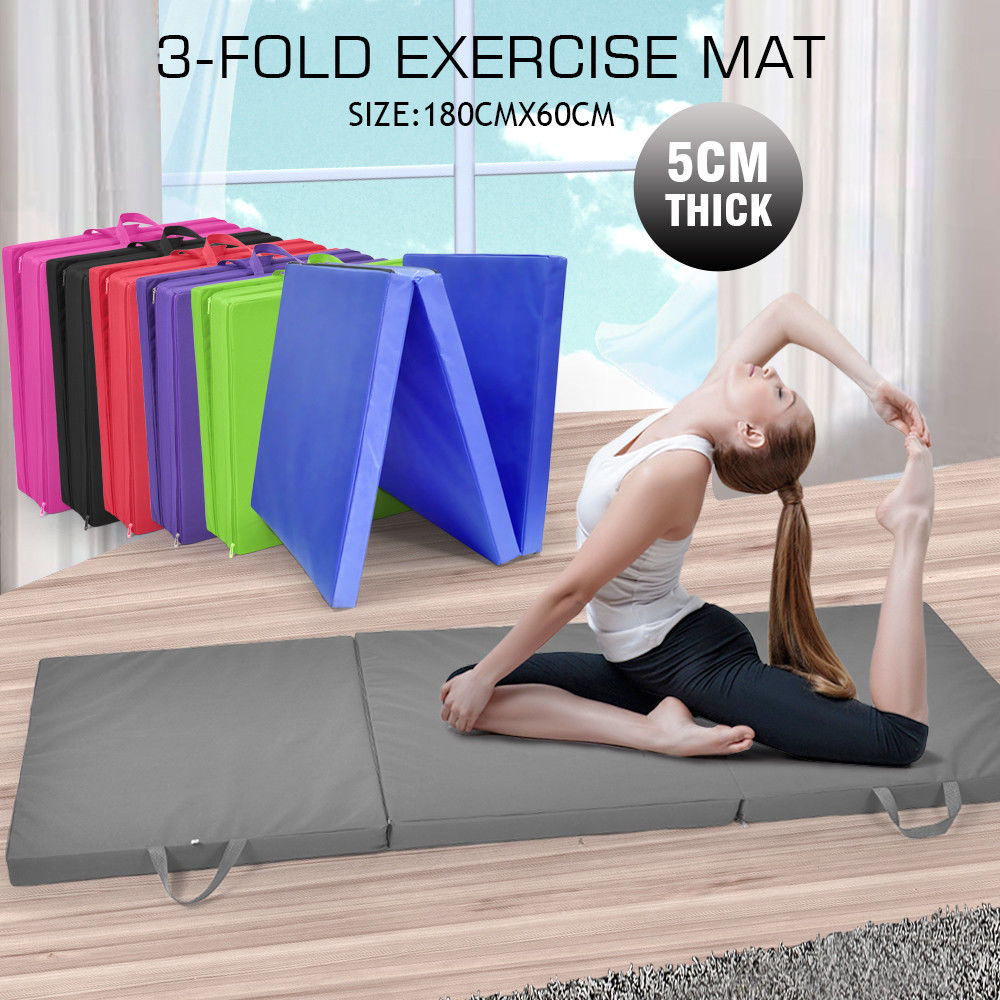 Folding Exercise Floor Mat Dance Yoga Gymnastics Training Home Judo Pilates Grey