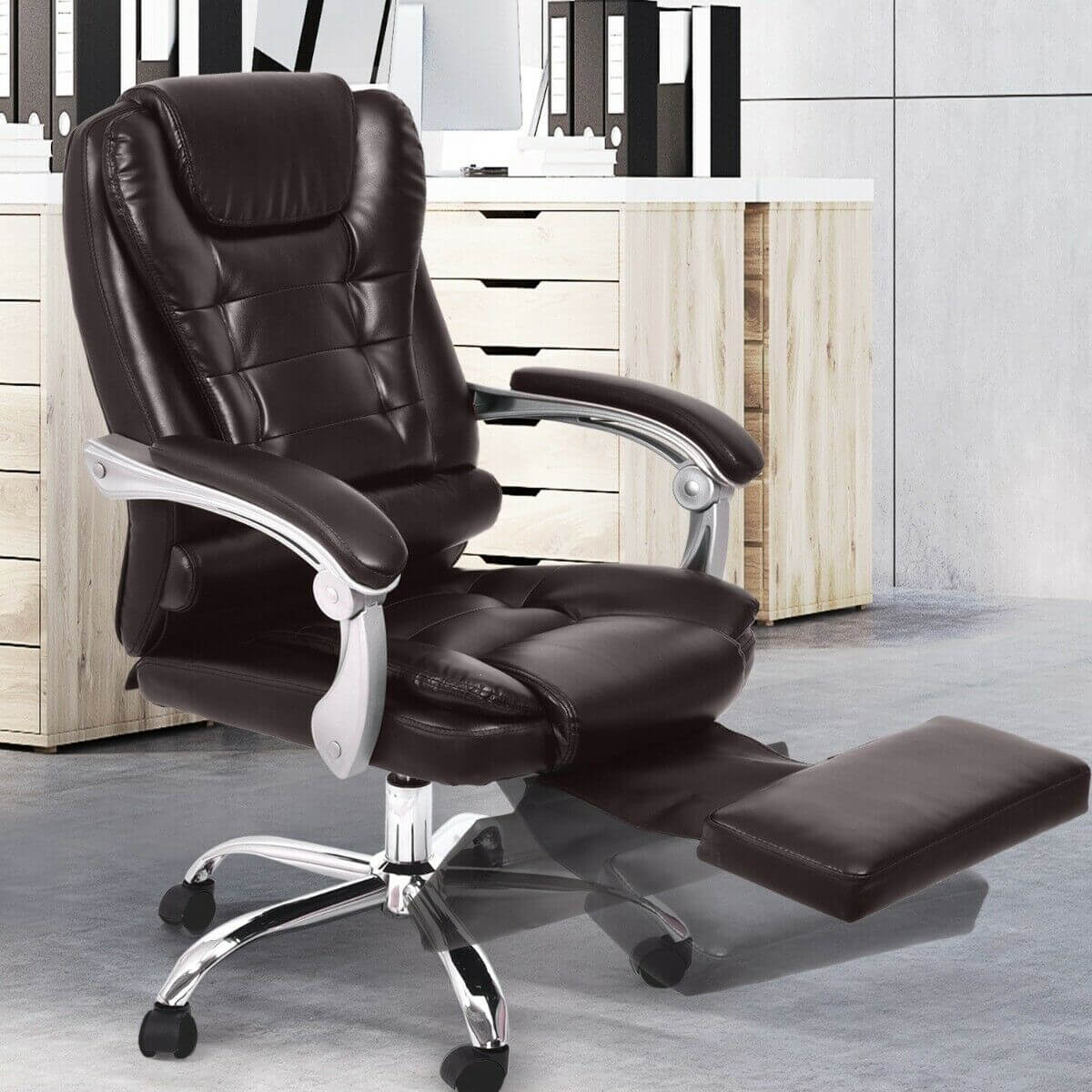 Levede Executive Office Computer Chair Premium PU Leather Thick Padded Lumbar Support