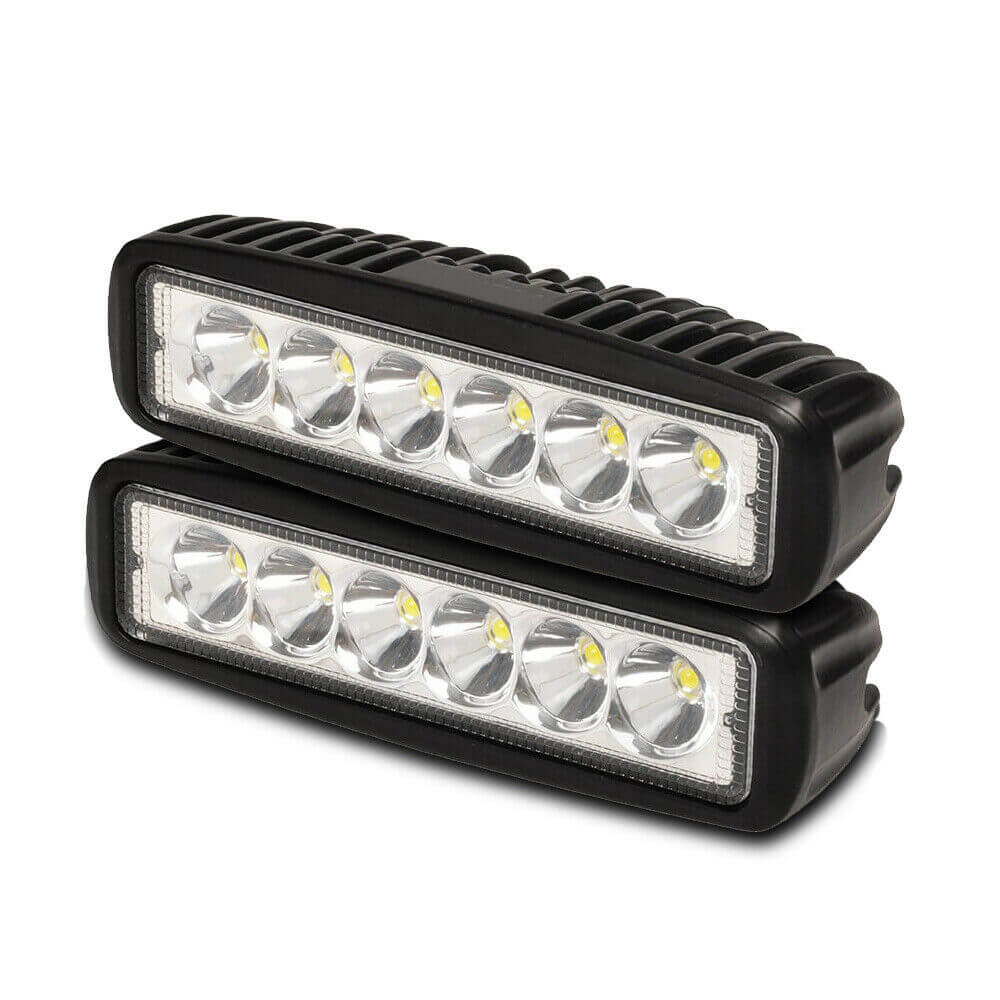 2x 6 inch 18W LED Work Light Bar Driving Lamp Flood Truck Spot Offroad UTE 4WD