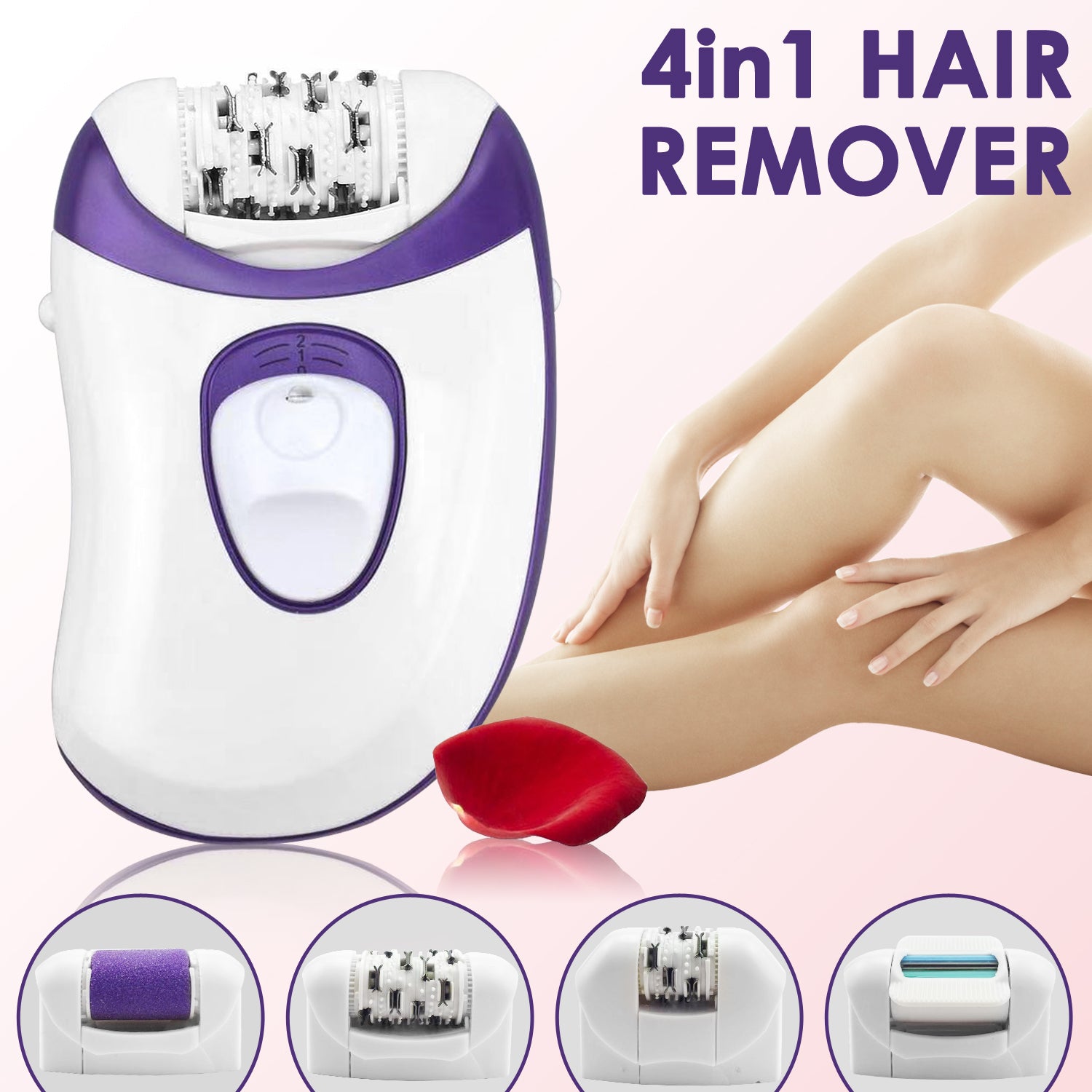 Electric 4 in 1 Body Leg Face Callus Remover Epilator Tweezer Hair Shaver Razor