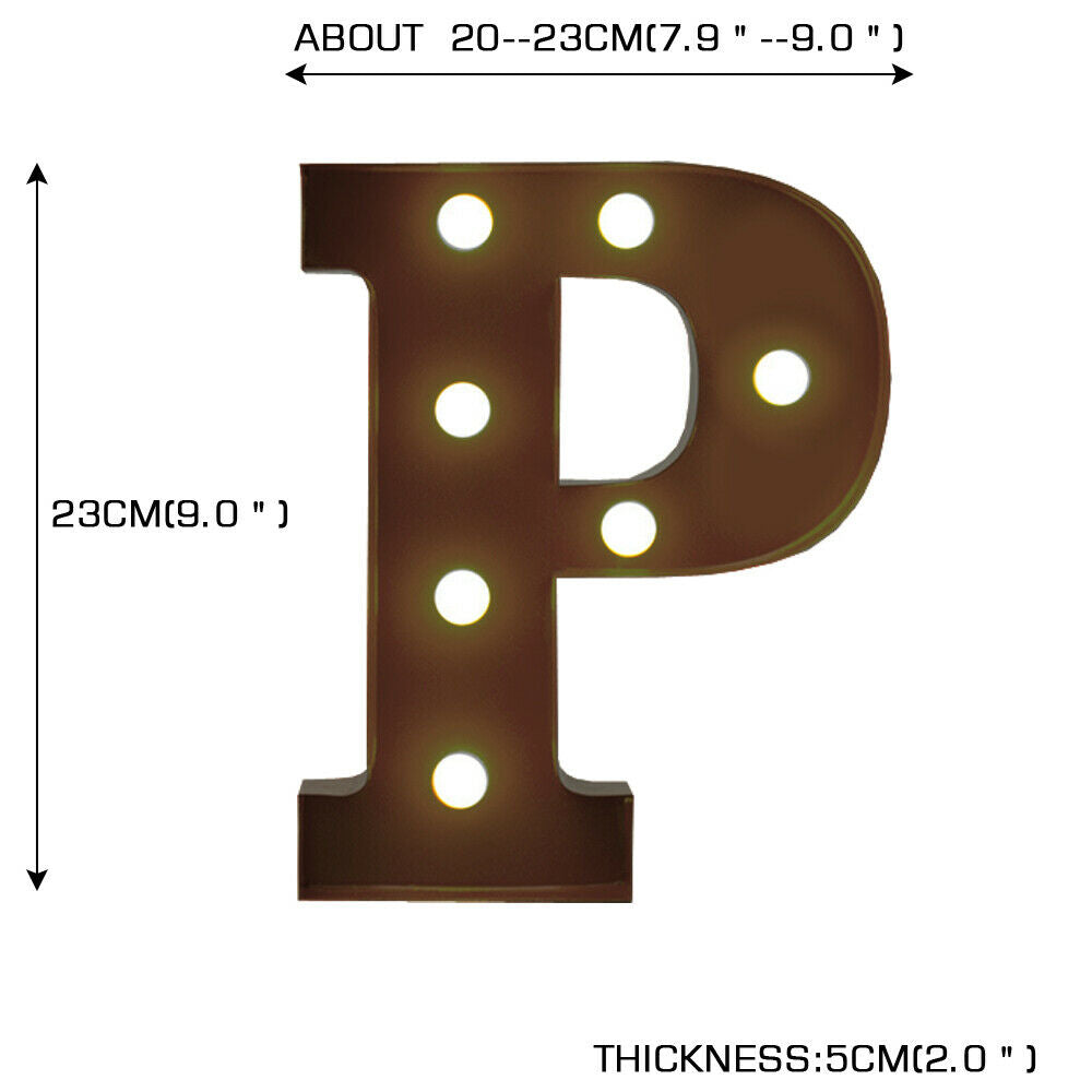 LED Metal Letter Lights Free Standing Hanging Marquee Event Party D?cor Letter P