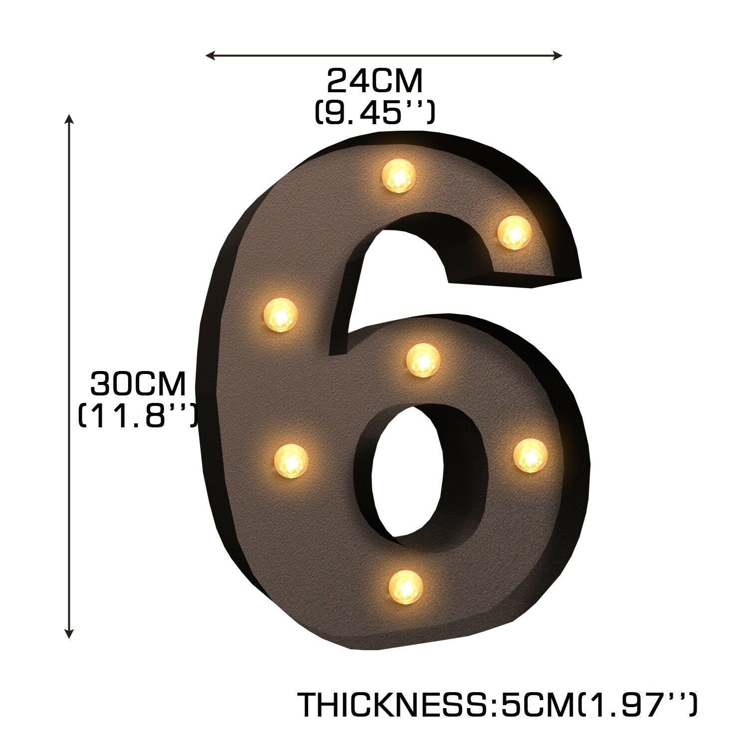 LED Metal Number Lights Free Standing Hanging Marquee Event Party D?cor Number 6