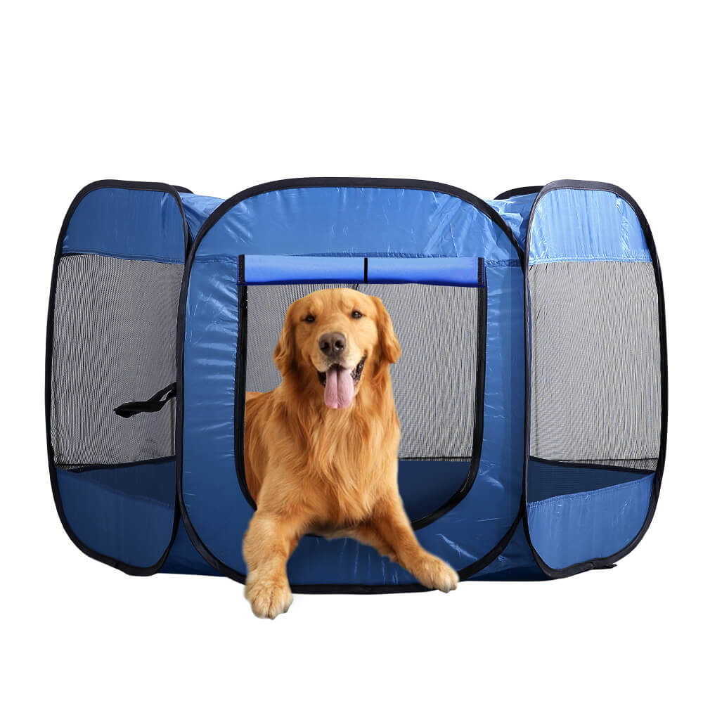 PaWz 8 Panel Pet Dog Playpen Exercise Cage Puppy Enclosure Fence Play Pen L Blue