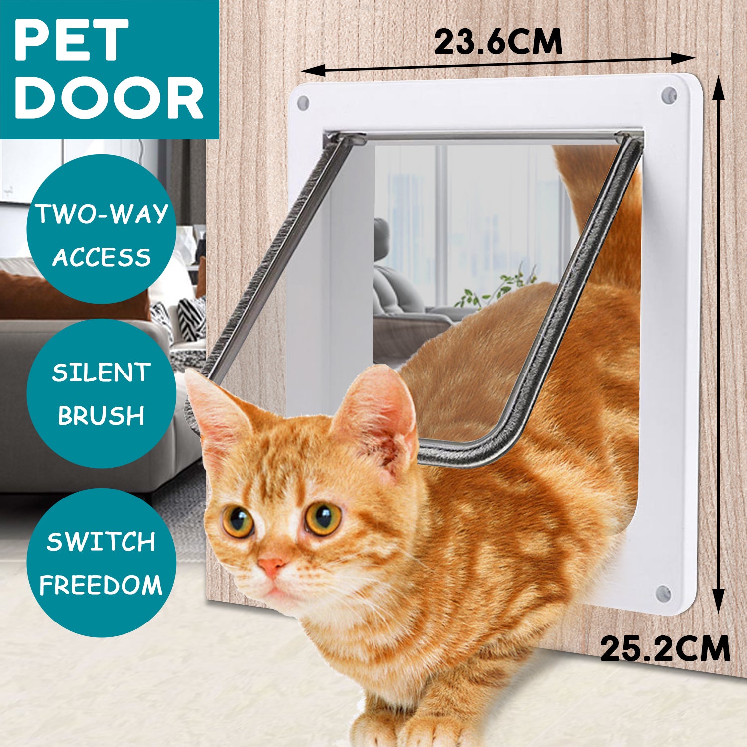 4 Way Lockable Locking Pet/Cat/Small Dog Flap Door in White Size Large