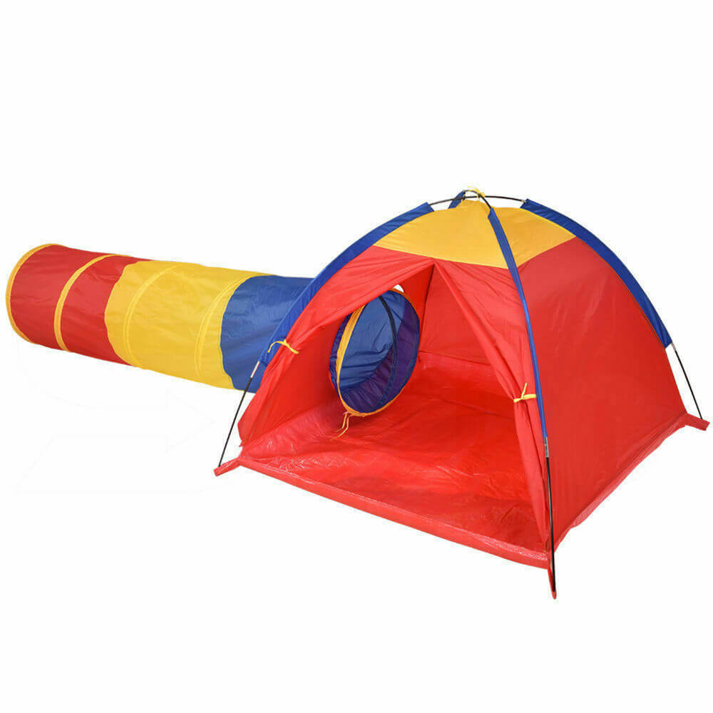 2 in 1 Play Tent Kids Toddlers Tunnel Pop Up Cubby Playhouse Indoor Outdoor Toy