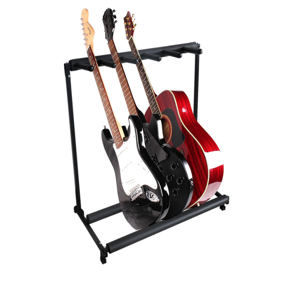 Stylish Guitar Stand Display Tidy Storage Rack Fits 5 Guitars Metal Padded Foam