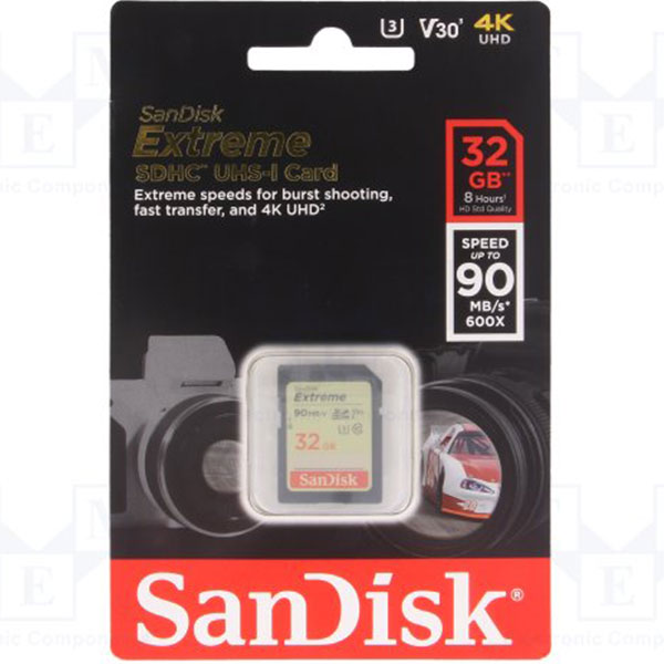 Sandisk Extreme SDHC UHS-I U3 Class 10 32GB upto 90MB/s (SDSDXVE-032G)