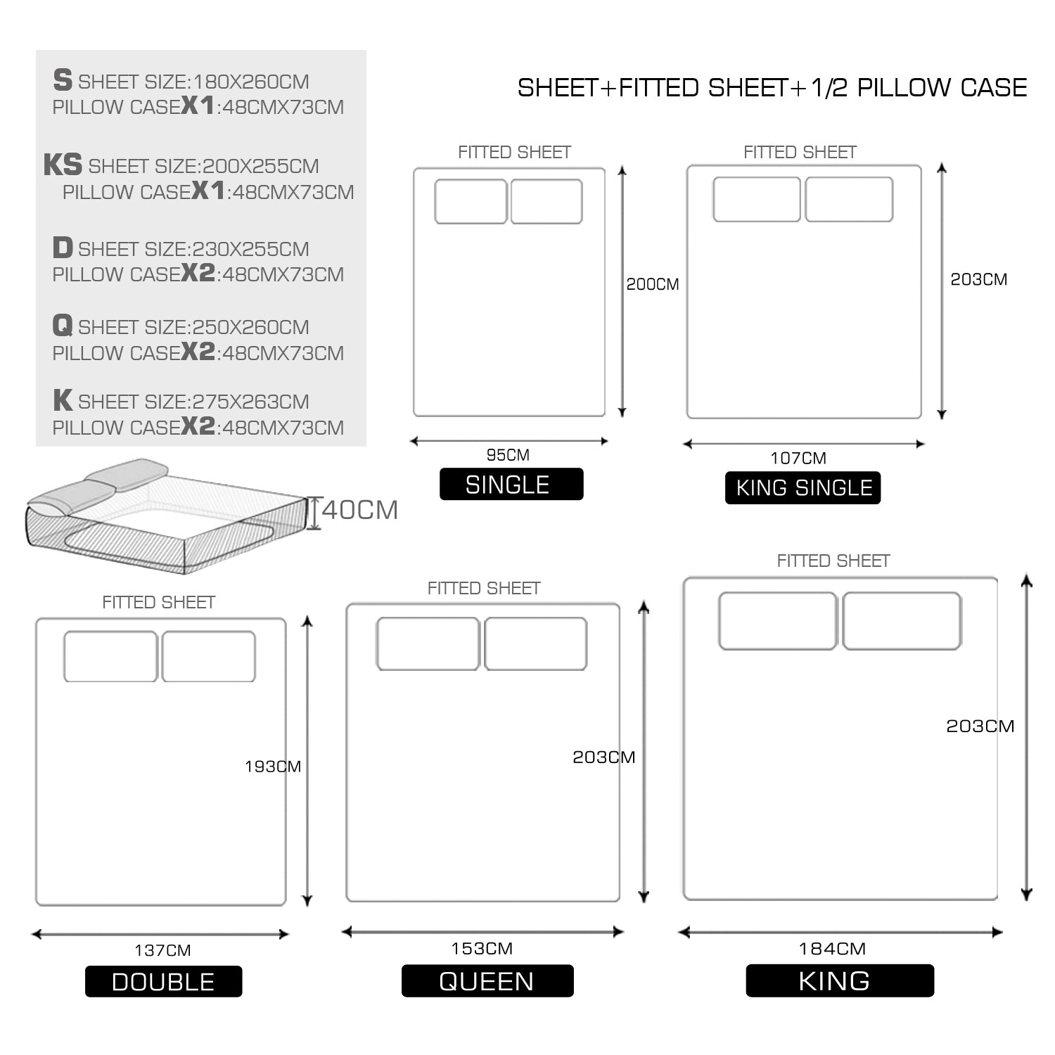 DreamZ Ultra Soft Silky Satin Bed Sheet Set in King Single Size in White Colour