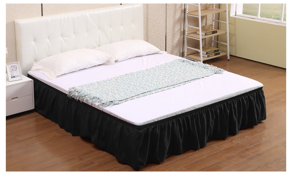 DreamZ Ultra Soft Microfiber Elastic Bed Skirt in Queen Size in Black Colour